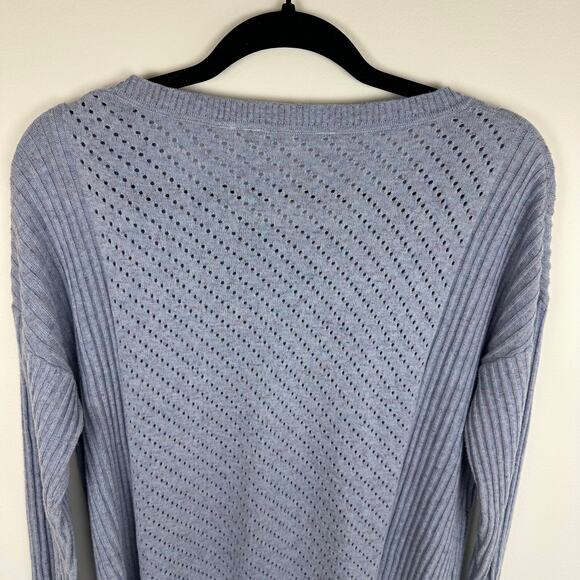 Soft Surroundings Womens Cotton Blend Open Knit Blue Tunic Sweater Size Medium - Picture 6 of 10